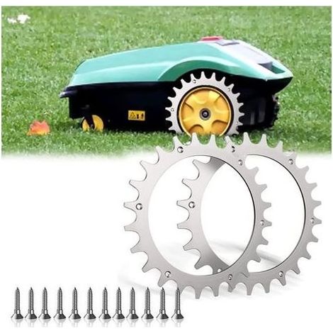 pair Aiperq – Crampons de roue de traction 170 mm pour robot tondeuse Bosch Indego XS 300 S500 S+500 – Acier inoxydable pour terrains en pente (1/5)