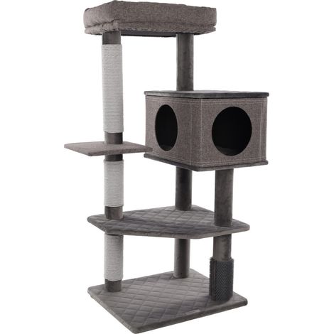 Arbre à chat Fulgur Gris 76 x 58 x H 125 pour chat - Flamingo (1/4)