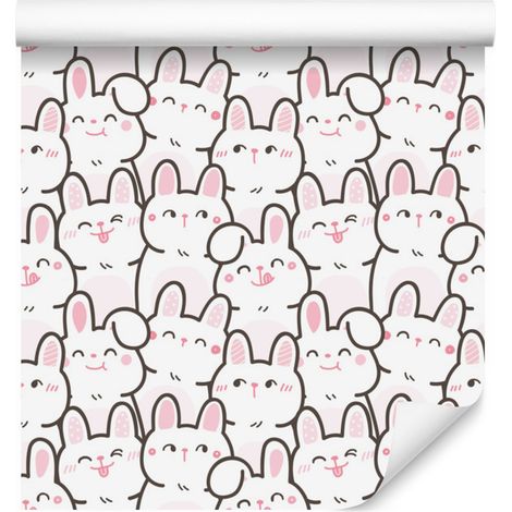 Tapete mit lächelnden Kaninchen für Wohn- und Schlafzimmer, 50 x 1000 cm (1/5)