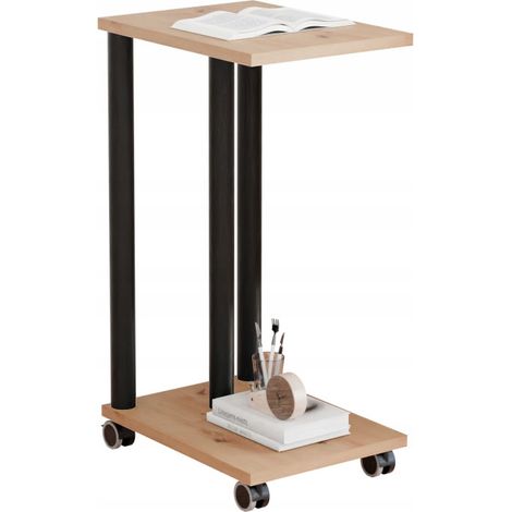Table d'appoint sur roulettes - table d'appoint mobile pour salon de style loft (1/5)