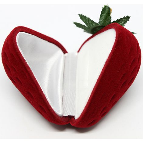Boîte de Rangement pour Bagues en Forme de Fraise - Écrin à Bijoux pour Fiançailles et Mariage