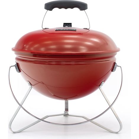 Holzkohlegrill Tragbarer Tischgrill Kekai Tahoe 37x37x44 cm Deckel mit Transport- und Schließsystem Rote Emaille