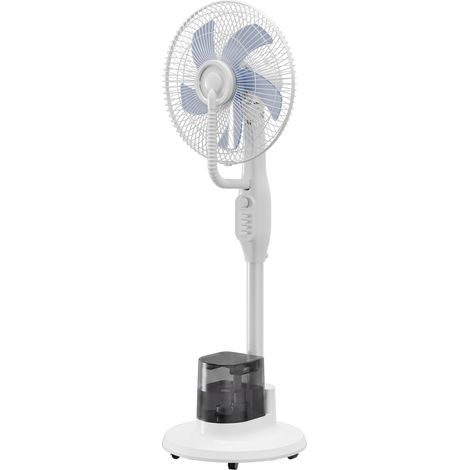 Ventilateur brumisateur 90W sur pied 128cm, oscillation 70°, 3 vitesses, réservoir 3.5L, blanc