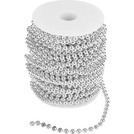 Guirlande de perles en fil de nacre électroplaqué, 25 m/rouleau, 6 mm (argenté), pour décoration de mariage DIY (1/5)