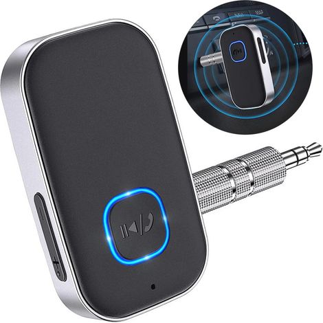 Adaptador para coche, adaptador Bluetooth para coches, convertidor de audio inalámbrico Bluetooth de 3,5 mm con cancelación de ruido para sistemas de audio de coche. (1/5)
