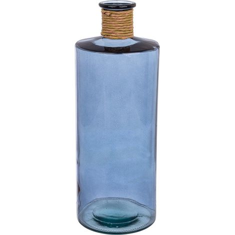 Vaso bottiglia "Rotang" in vetro blu cobalto per arredo casa (1/3)