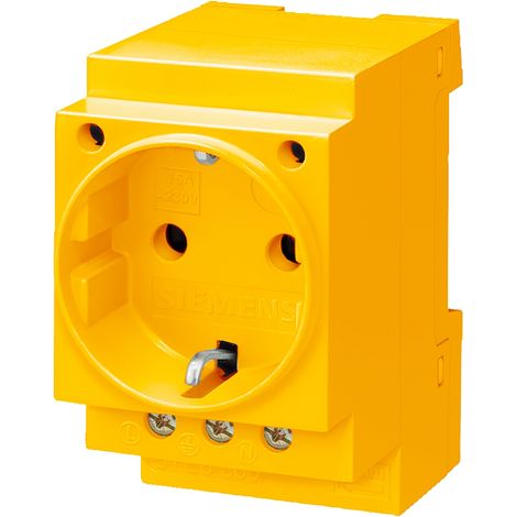 Prise modulaire 2P+Z 16A 230V Schuko pour rail jaune 5TE6810 (1/2)