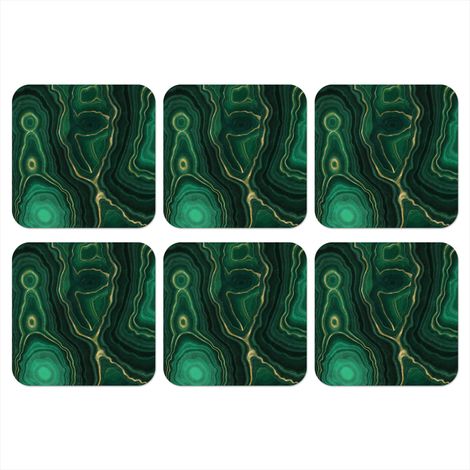 DESSOUS DE VERRE Or - Vert - Pierre agate - Géode - Marbre Lot de 6 10x10 (1/5)