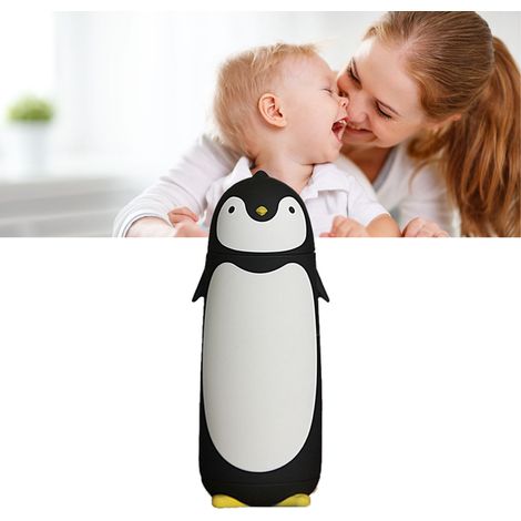 Wasserflasche mit Pinguin-Motiv, Thermoisolierung, 300 ml, tragbar, für Outdoor-Aktivitäten, schwarz (1/5)