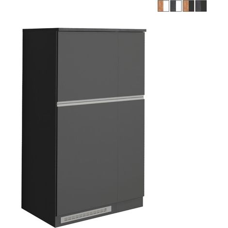 Ensemble de meubles cache-frigo encastrable et porte-épices pour cuisine linéaire Fist - Noir - Gris (1/5)