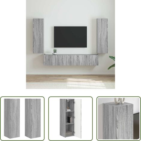 Wandregal -  TV-Wandschrank 2 pcs Graues Sonoma 30 x 31 x 100 cm (1/5)
