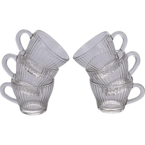SET 6 TAZZINE CAFFE VETRO LINEE VERTICALI 90 ML (1/5)