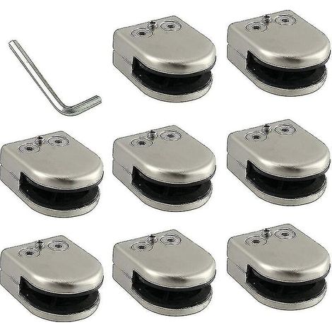 Pince à verre, lot de 8, 6-8 mm, en acier inoxydable 304, support de pince à verre à dos plat, finition chromée.