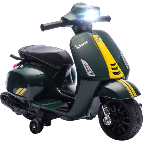 Moto électrique enfants 6 V, voiture électrique enfants avec Roues d'Apprentissage, 2-6 Ans, 71 x 37 x 52 cm, vert foncé (1/5)