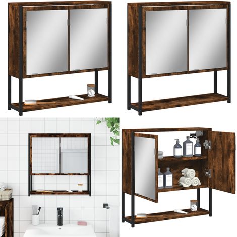 Bad-Spiegelschrank Räuchereiche 60x16x60 cm Holzwerkstoff - Badspiegel - Holzwerkstoff (1/5)