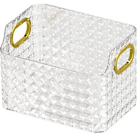 Piccolo organizer per rifiuti, mobiletto contenitore, in PET trasparente, con comode maniglie, cestino versatile per il bagno e i cosmetici. (1/5)