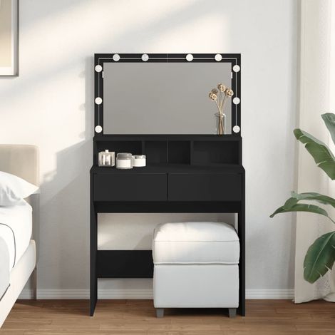 Coiffeuse Table de maquillage Coiffeuse Maquillage avec LED noir 80x41x134,5 cm CFW98860 (1/5)