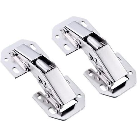 Charnières invisibles pour portes de placard de cuisine, sans interstices, installation facile, lot de 2 pièces de 7,6 cm de couleur argentée (1/4)