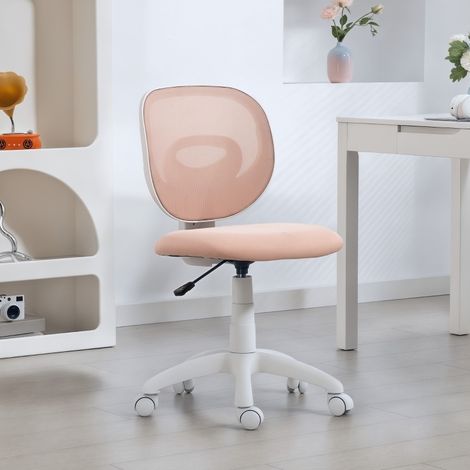 Ergonomischer Bürostuhl, C-förmige Netzrückenlehne, Höhenverstellbar, Drehbar, Armlehnenlos, Kunststoff Rosa (1/5)
