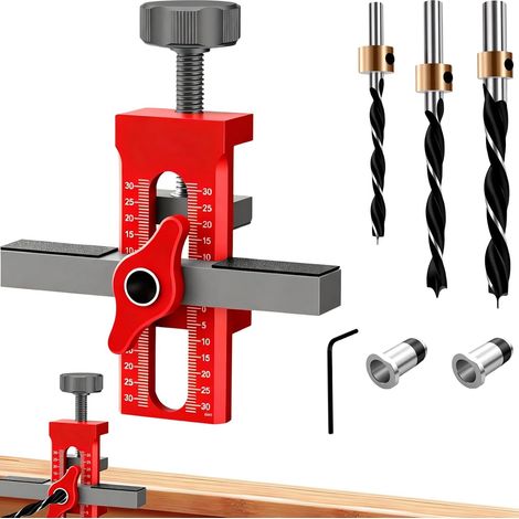Gabarit de montage compatible avec les portes d'armoires, robuste et facile à utiliser. Positionneur de montage réglable en alliage d'aluminium compatible avec les portes d'armoires et de placards (ro (1/5)