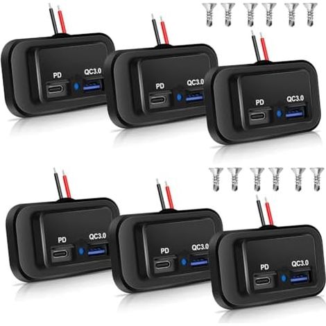 12V/24V USB-Buchsen für Wohnmobile, zwei USB-C PD3.0-Anschlüsse und ein USB-A QC3.0-Schnellladeanschluss, Einbau-USB-Ladegerät fürs Auto