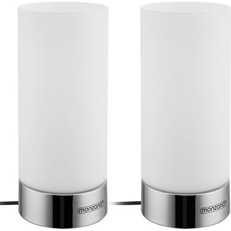MONZANA® Set of 2 Table Lamps Touch Control with 3 Brightness Levels Glass Shade & Non-Slip Base Includes Energy-Saving LED Bulbs Modern & Versatile Lighting for Any Room (1/5)