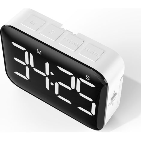Minuterie LED pour cuisine, affichage rétroéclairé à grand chiffres, miroir LED, minuterie positive et négative jusqu’à 100 minutes, fonctionne sur piles deng ALOVEZ (1/4)