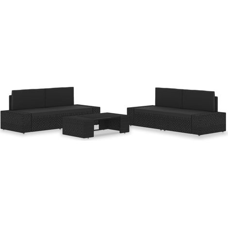 vidaXL Set Divani da Giardino 5 pz in Polyrattan Nero (1/5)