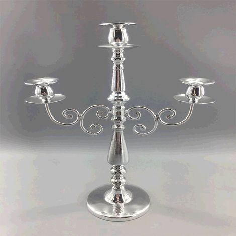 Candeliere 3 braccia candelabro inox portacandele da decorazioni idea regalo new (1/5)
