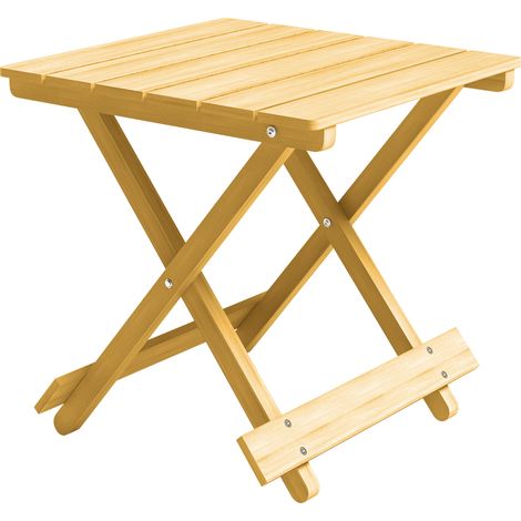 Klappbarer Couchtisch aus Massivholz mit Lattenrost, 40 x 43 x 40 cm, naturfarben
