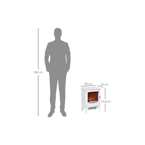 Cheminée électrique sur pied blanche en métal et ABS 900/1800 W avec effet flammes LED et 2 niveaux de chaleur pour salon et chambre (1/5)