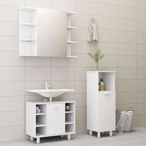 vidaXL Juego de muebles de baño 3 pzas madera de ingeniería blanco (1/5)