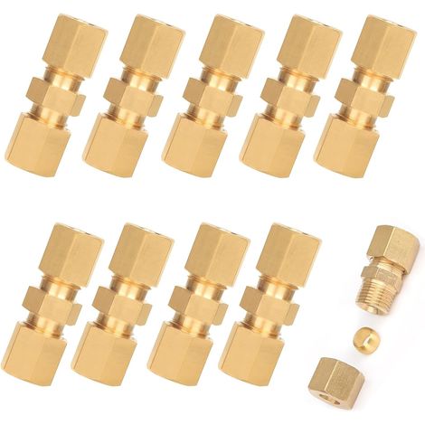 Connecteur de Ligne de Frein, 3/16" Raccords de Tuyau de Frein, Kit Reparation Frein, Matériau en Laiton,Connecteur Raccords Autobloquant pour Tuyau Frein de 4,75mm (1/5)