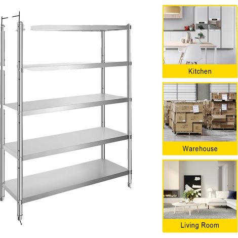 Estantes de almacenamiento de acero inoxidable, diseño ajustable, 5 niveles. (1/2)