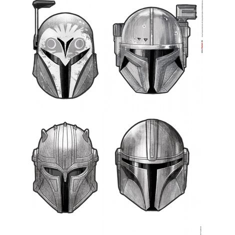 Stickers muraux- Star Wars The Mandalorian Helmets - 4 pièces (1/2)