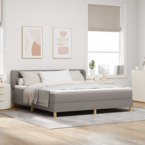 vidaXL Cama tipo Box Spring con cabecera Taupé 180 x 200 cm tela (1/5)