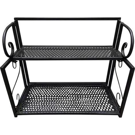 Estantería metálica plegable de 2 niveles para especias, tarros y plantas. Dimensiones: 40 x 19 x 32 cm. Resistente a la corrosión y fácil de montar. (1/5)