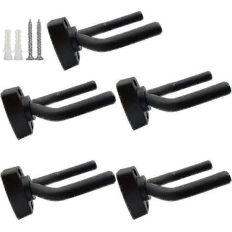 Lot de 5 supports muraux noirs pour guitare avec vis - Xinhan (1/5)