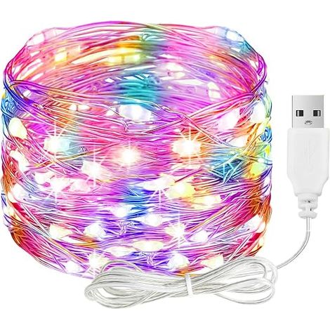 Luci a stringa LED con USB, 2 m, 20 LED, filo di rame con spina (multicolore) (1/5)