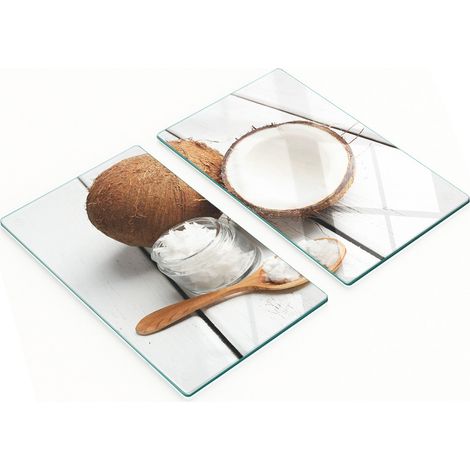 Taglieri da cucina in vetro con grafica, olio di cocco, 2x30x52 cm (1/5)