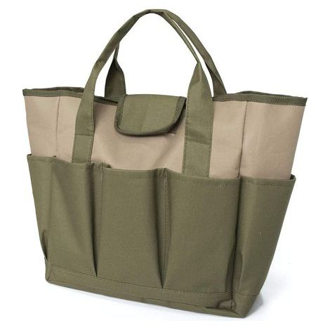 Kit d'outils de Jardin, Grand Sac fourre Tout de Jardin avec Plusieurs Poches pour kit d'outils de Jardinage, Sac à Outils de Jardin (Vert + Kaki) (1/5)