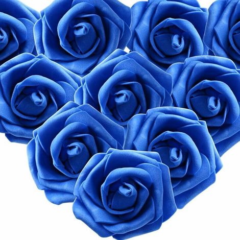 ZOLGINAH 50PCS Rose Bleu Artificielle Tête de Fleur Bleu Saphir Décoration Toussaint Anniversaire Mariage Party Cérémonie Accessoire de Cheveux (Bleu Marine) (1/4)