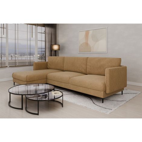 Ecksofa Designersofa HELMER MAX Stoff Baloo Cappuccino Ottomane Links