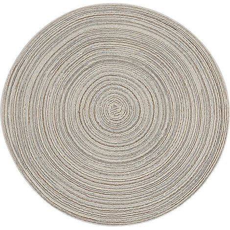 Set de table rond en ramie style japonais, joli tapis isolant pour table en ramie (L beige) (1/5)
