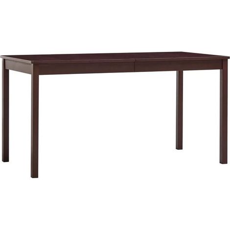 Table à manger pin massif marron foncé Sadou 140cm (1/5)