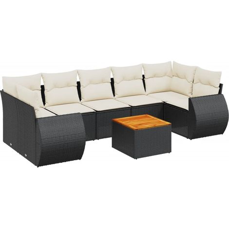 vidaXL Set Divani da Giardino con Cuscini 8 pz Nero in Polyrattan (1/5)