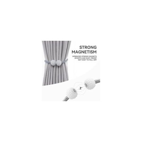 6er-Pack magnetische Gardinenhalter, Gardinenclips mit Kordelschlaufe, Gardinenhalter für Fenster im Büro oder Zuhause, dekorativer Halter aus Webseil, Grau - Crezuo