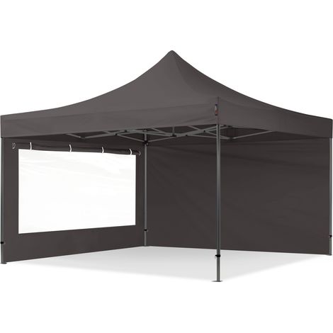 TOOLPORT 4x4m PES 750 Pop up gazebo party tent PREMIUM Steel 40 mm, incl. Sidewalls with Panorama Windows, dark grey