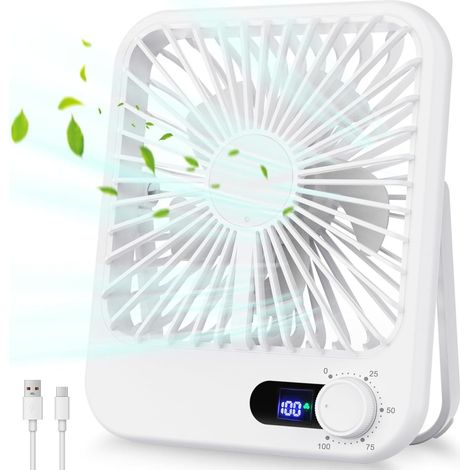 Mini-USB-Ventilator mit 100 Geschwindigkeitsstufen – Leiser Betrieb, 180° verstellbar, wiederaufladbarer Akku und LED-Anzeige, ideal für Büro und Zuhause [NX] (1/5)