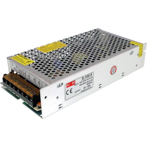Alimentation 5V 20A 100W Transformateur AC 100-240V à DC 5V Convertisseur de Commutation pour Éclairage LED, Équipements Électroniques, Contrôle Industriel (1/5)